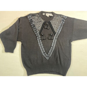 Women's Bonnie and Bill Sweater Size L Black Made in Honk Kong